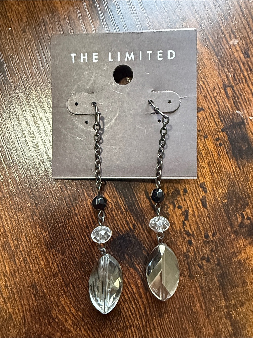 The Limited Black and Clear Faceted Dangle Earrings
